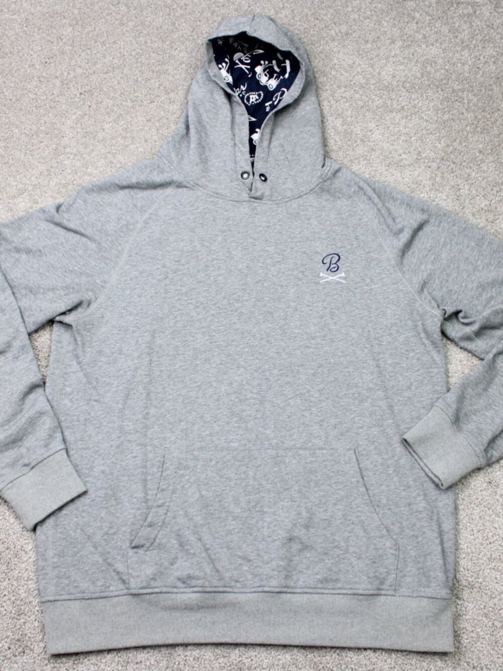 Barstool Sports Hoodie Mens Large Gray 100% Cotton Pullover Hooded Sweatshirt